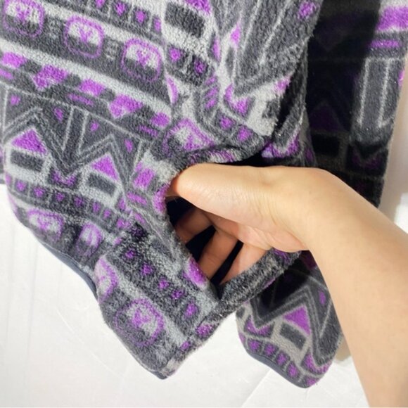 Vintage Rough Dress Purple Grey Geometric Print Half Zip Pullover Fleece XL - Picture 5 of 14